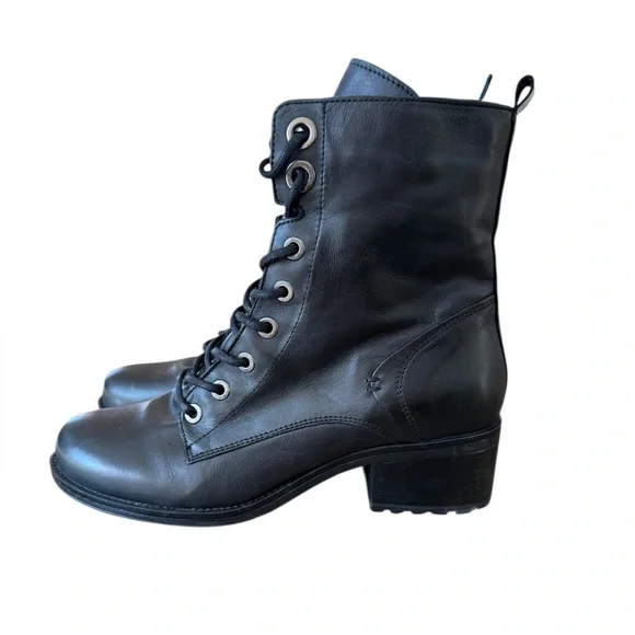 Miz Mooz Juke Leather Lace Up Black Boots - Sz EU40/US9-9.5